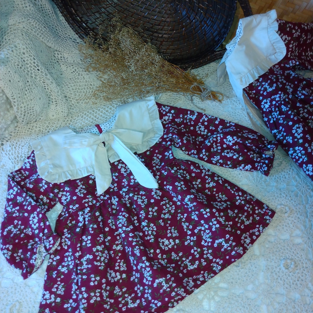 Floral Burgundy Kids Formal Dress